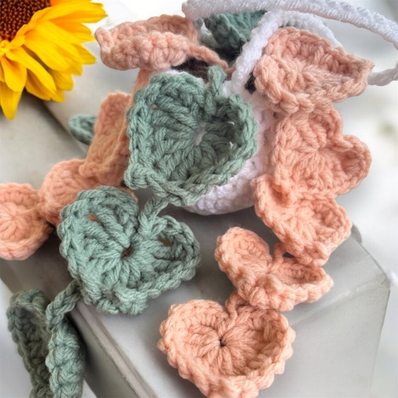 Handcrafted Crochet Hanging Decor - Green and Pink - Picture 3 of 5